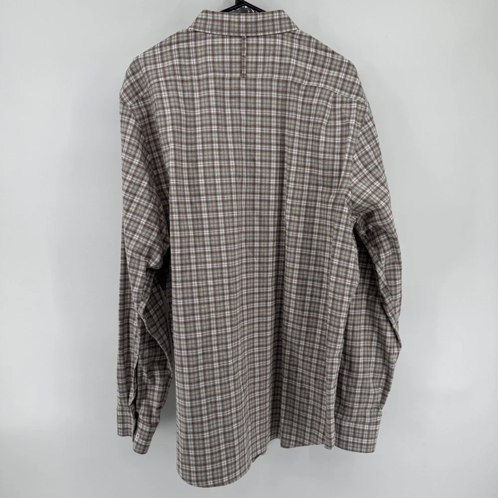 Banana Republic Luxe Flannel Slim Fit Plaid Button Down‎ Shirt XL Mens